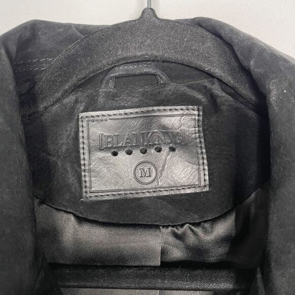 BlankNYC Womens Medium M Black Crop Suede Leather Moto Jacket Asymmetrical Zip - Picture 8 of 10
